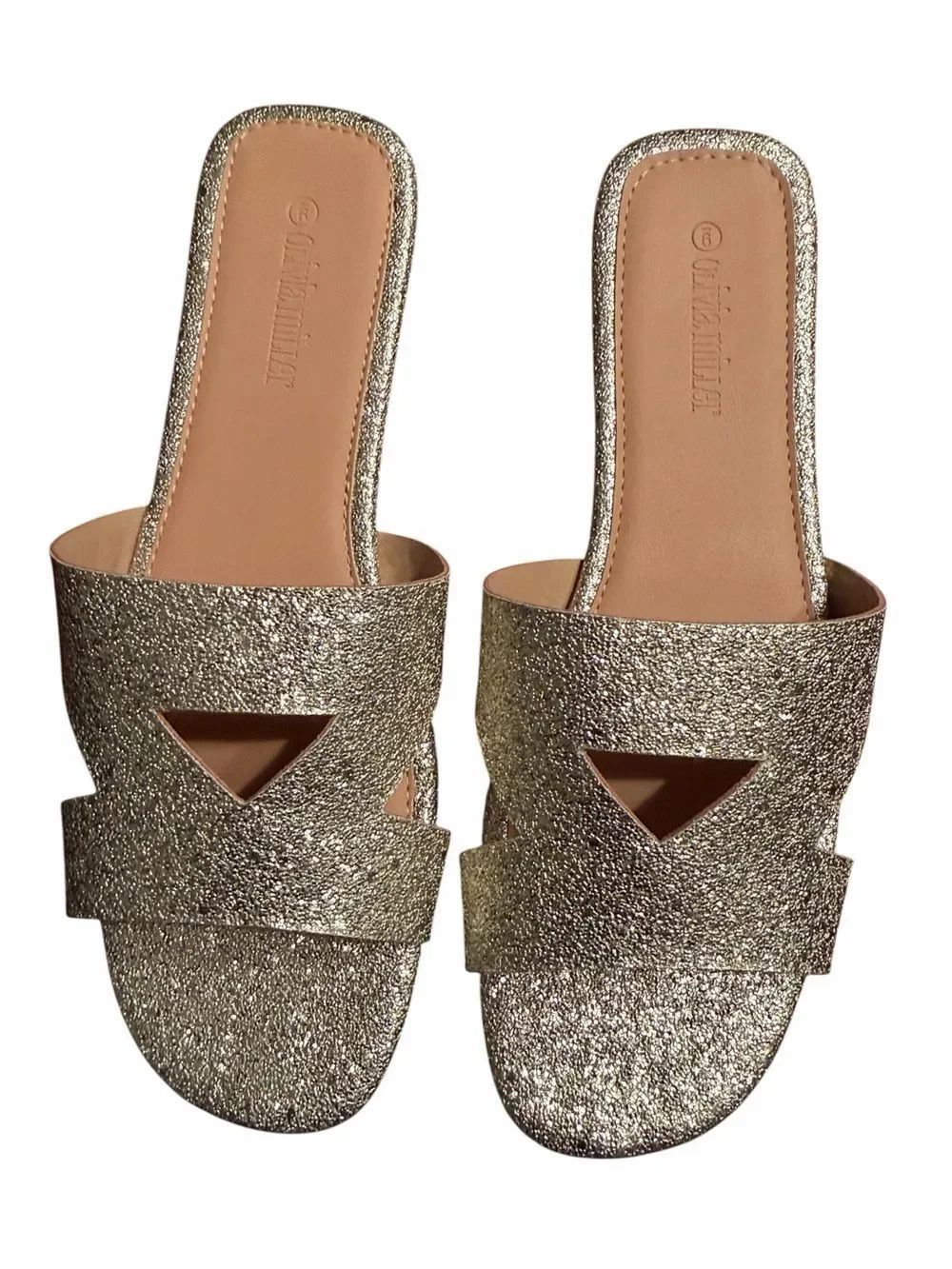 Olivia Miller Gold Slip on Sandals(Size 9)